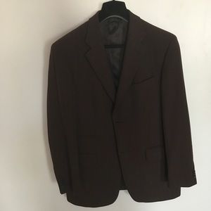 Rene lezard mens jacket 2 button brown blue 40R made in Germany center vent wool